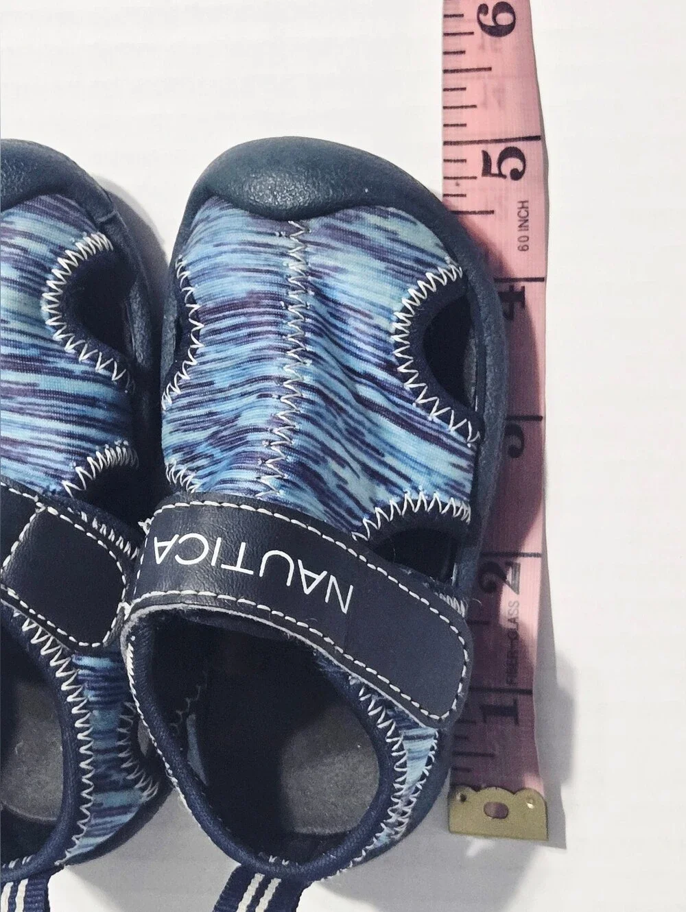 Nautica Toddler Water Sandals Size 3 Blue Wave Print Hook & Loop Beach Swim Shoe